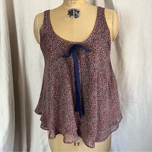 2/$20 Audrey 3+1 Flowy Layered Bow Detail Patterned Tank Top